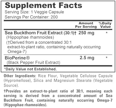 NusaPure Omega-7 de Espino Marino, 250 mg, 200 Cápsulas Veganas (Sin OGM, Veganas) - imagen 4