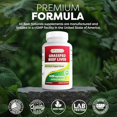 Cápsulas de Hígado de Res Alimentado con Pasto Best Naturals 4500mg 250 Contenido - Suplemento Deshidratado para Energía, Detoxificación, Digestión e - imagen 5