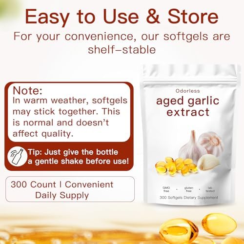 Extracto de Ajo Envejecido, Cápsulas Orgánicas Sin Olor para Corazón e Inmunidad, Suplementos Antioxidantes Vegetarianos, No Transgénicos, Sin - imagen 8