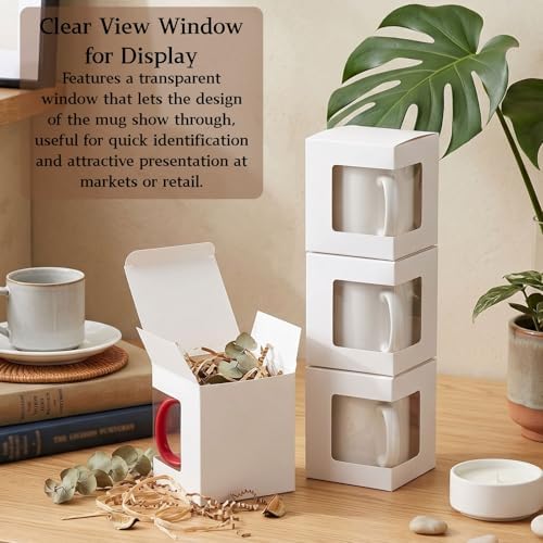 Cajas de Regalo AVLA 50 Piezas para Sublimación de Tazas, 4.3x4.3x5'' Blancas, para Tazas Transparentes de 12OZ y 15OZ, con Ventana Clara, Caja de - imagen 6