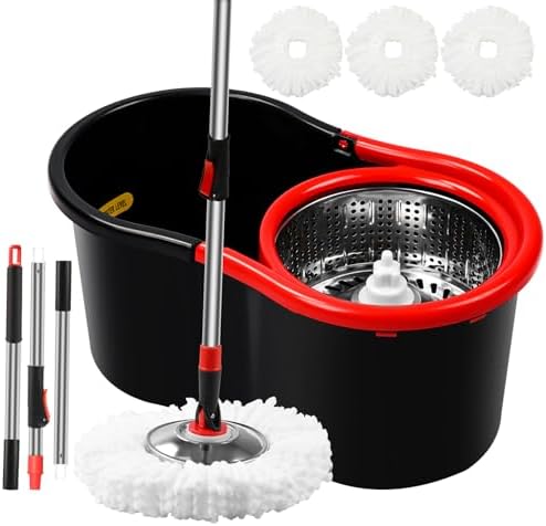 Set de Cubeta y Mop de Giro con Escurridor, Sistema de Mop y Cubeta 360° con 3 Repuestos de Microfibra y Mango Extensible de 50 para Limpiar Pisos - imagen 1
