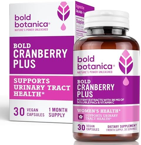 Extracto de Arándano Bold Cranberry Plus - 36mg PACs Solubles - Suplemento para Mujeres y Hombres con Soporte para Vías Urinarias, Vitamina C No GMO - imagen 1