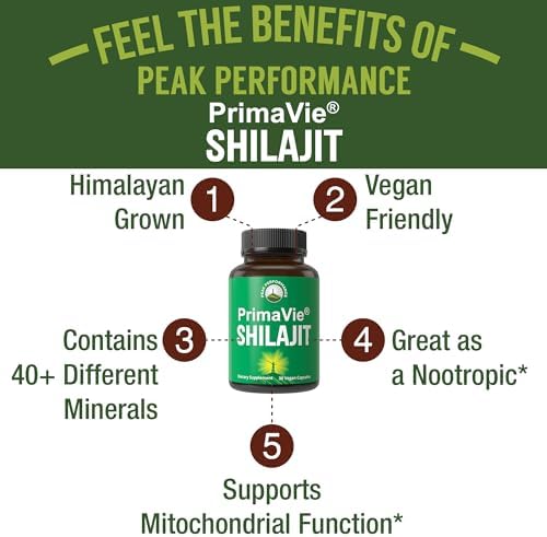Cápsulas PrimaVie de Shilajit Purificado con Polvo de Shilajit Puro. Suplemento Natural Clínicamente Probado con 40+ Minerales Traza y Ácido Fúlvico. - imagen 2