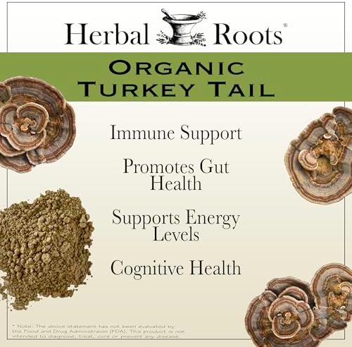 Suplemento Orgánico de Hongo Cola de Pavo Herbal Roots - Extracto de Cuerpos Frutales - Apoyo Inmunológico - 60 Cápsulas Veganas No GMO - imagen 3