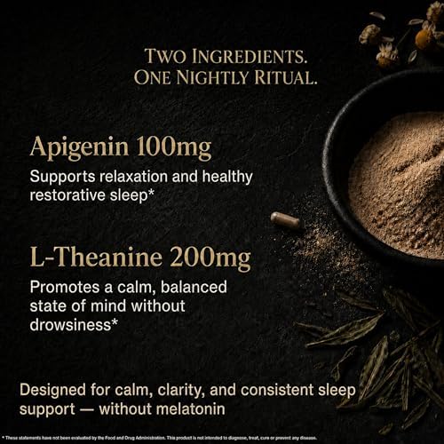 Mindvance Apigenina 100mg con L-Theanina 200mg Cápsulas Veganas para Sueño, Relajación, Claridad y Calma | Sin Melatonina | 60 Cápsulas - imagen 2
