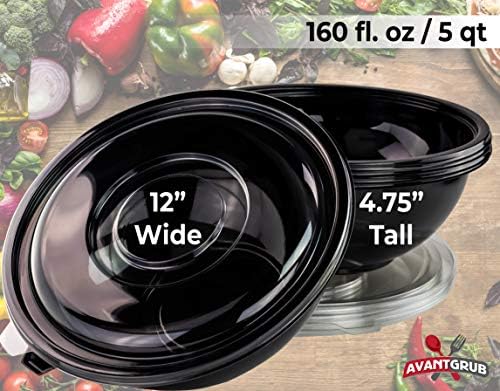Tazones Desechables Grandes de 160 Oz con Tapa, 4 Piezas - Ideales para Comida Fría o Caliente en Fiestas, Picnics y Buffets - imagen 2