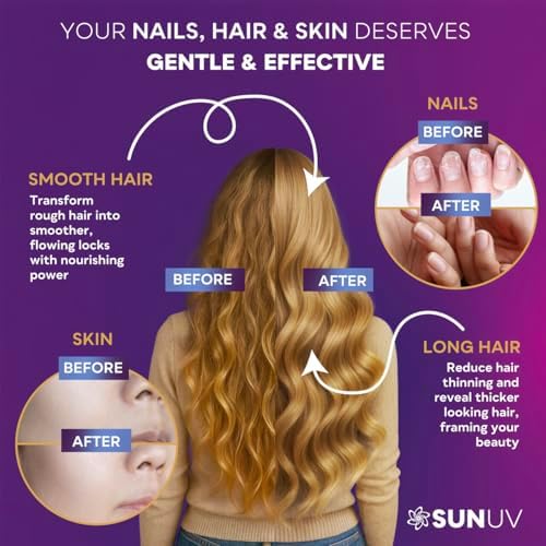 SUNUV Biotina 10,000mcg | Colágeno | Queratina | Ácido Hialurónico - Vitaminas para el Crecimiento del Cabello de 80,000mcg para Piel y Uñas - - imagen 4