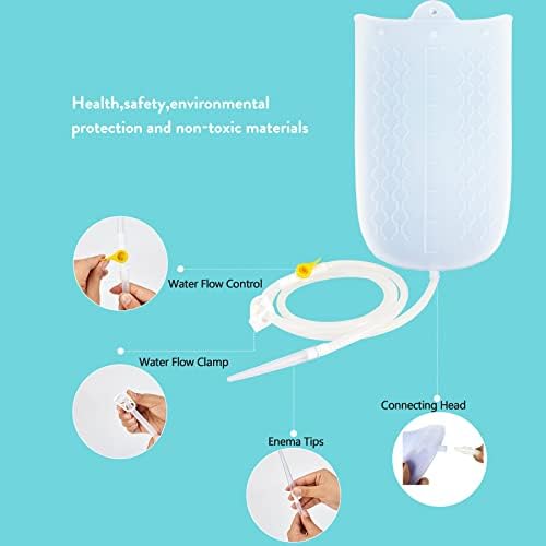Kit de Bolsa de Enema de Silicona GNEGKLEAN con Manguera de 6.3ft, 5 Puntas, Válvula de Flujo Controlable y Termómetro de Agua - Capacidad de 2 - imagen 5