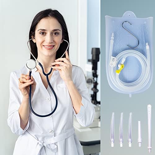 Kit de Bolsa de Enema de Silicona GNEGKLEAN con Manguera de 6.3ft, 5 Puntas, Válvula de Flujo Controlable y Termómetro de Agua - Capacidad de 2 - imagen 7