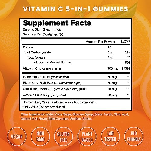 Gomitas de Vitamina C NutraChamps para Adultos y Niños, Suplemento Inmunológico 5 en 1 con Saúco, Rosa Mosqueta, Bioflavonoides Cítricos y Cereza - imagen 3