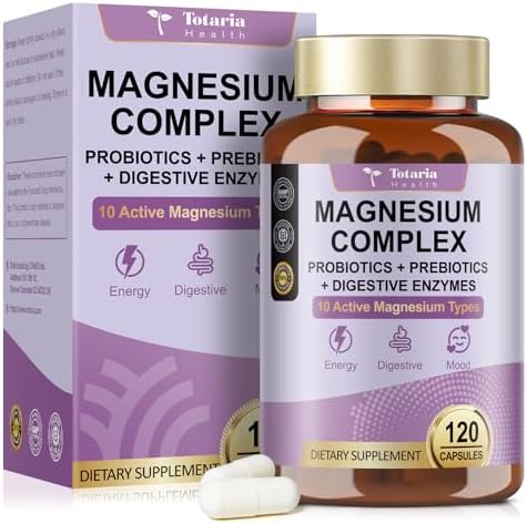 Suplemento Complejo de Magnesio 10 en 1 con Probióticos, Prebióticos y Enzimas Digestivas, 100 Mil Millones CFU para Mujeres, Alta Absorción, Vegan y - imagen 1