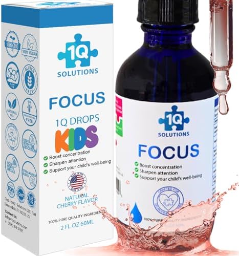 1Q Focus – Gotas Naturales de Soporte Cognitivo y Cerebral para Niños | Acetil L-Carnitina + B1, B6, B12 y Folato | Sin Azúcar, Vegano, No OGM, Sin - imagen 1
