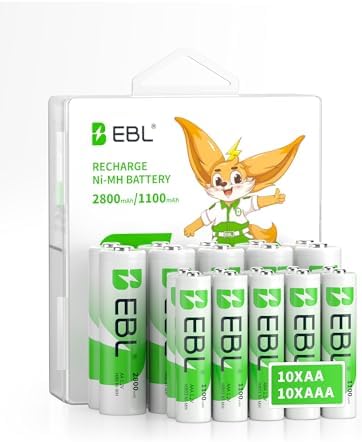 Combo de Baterías Recargables EBL, AA 2800mAh (10 Piezas) y AAA 1100mAh (10 Piezas) con Organizador y Caja de Almacenamiento - imagen 1