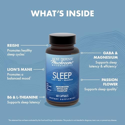 Cápsulas Host Defense MycoBenefits Sleep* - Suplemento Calmante con Magnesio, Melena de León y GABA - Apoyo para un Sueño Saludable - 60 Cápsulas (30 - imagen 6