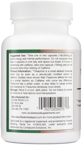 Theacrina (Teacrina) 100 mg, 60 Cápsulas - Suplemento de Energía y Enfoque (Similar a las Pastillas de Cafeína, pero Más Suave y Duradero) Sin OGM y - imagen 4