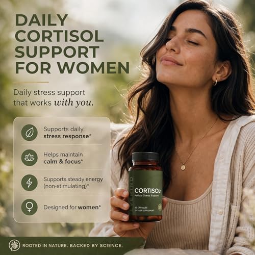 Suplemento de Cortisol EVEKIND para Mujeres | Apoyo para Estrés y Glándulas Suprarrenales | KSM-66® Ashwagandha, Rhodiola, L-Theanina | 60 Cápsulas - imagen 2