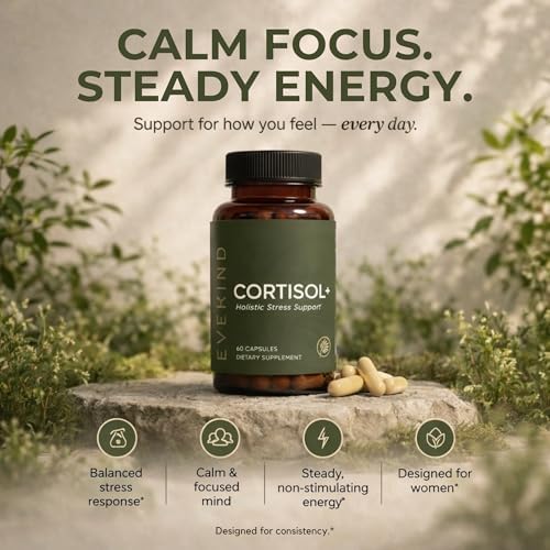 Suplemento de Cortisol EVEKIND para Mujeres | Apoyo para Estrés y Glándulas Suprarrenales | KSM-66® Ashwagandha, Rhodiola, L-Theanina | 60 Cápsulas - imagen 7