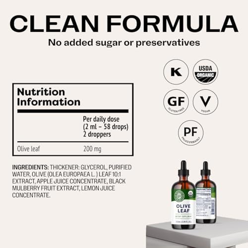 Vimergy Hoja de Olivo – Apoya la Salud Inmunológica* 57 2mL (2 Gotarios o 58 Gotas) por Porción (200mg Extracto por Porción) – Orgánico Certificado - imagen 4