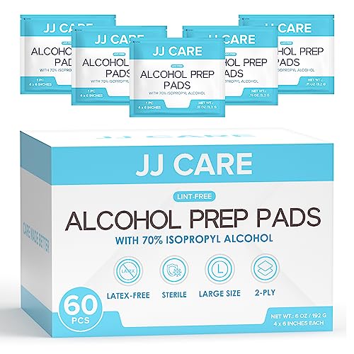 JJ CARE Paquete de 60 Almohadillas de Alcohol Estériles 4 x 6, Toallitas de Alcohol Isopropílico al 70%, 2 Capas, Perfectas para Uso Médico y Botiquín - imagen 1