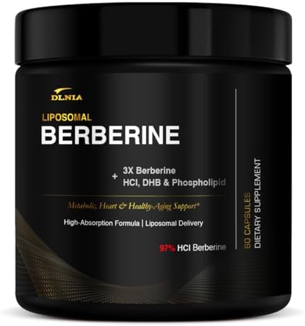 Suplemento Liposomal de Berberina DLNIA – Matriz de Berberina 3X con DHB, Fosfolípidos, CoQ10, ALA, Vitamina D3, Cromo, Canela – Soporte Avanzado - imagen 1