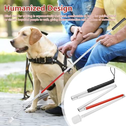 Bastón Plegable Watris Veiyi con Cinta Reflectante Roja, Bastón Antideslizante para Personas Ciegas y con Discapacidad Visual, 135 cm - imagen 3
