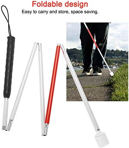 Bastón Plegable Watris Veiyi con Cinta Reflectante Roja, Bastón Antideslizante para Personas Ciegas y con Discapacidad Visual, 135 cm - imagen 6