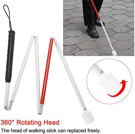Bastón Plegable Watris Veiyi con Cinta Reflectante Roja, Bastón Antideslizante para Personas Ciegas y con Discapacidad Visual, 135 cm - imagen 7