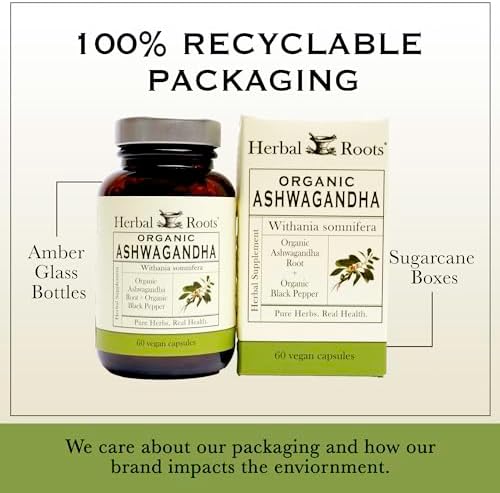 Cápsulas de Ashwagandha Herbal Roots | Fuerza Extra 1,000mg por Porción | Ayurvédico para la Salud General de Hombres y Mujeres | 60 Cápsulas Veganas - imagen 5