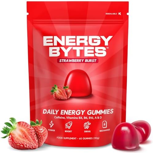 Gomitas Energéticas Energy Bytes – Chicles Energizantes de Acción Rápida con Cafeína y Vitaminas B3, B6, B12, A y D – 60 Bytes para Mantenerte - imagen 1