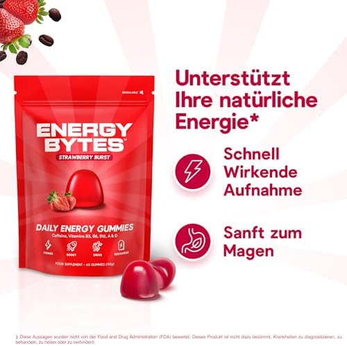 Gomitas Energéticas Energy Bytes – Chicles Energizantes de Acción Rápida con Cafeína y Vitaminas B3, B6, B12, A y D – 60 Bytes para Mantenerte - imagen 3