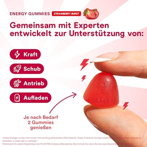Gomitas Energéticas Energy Bytes – Chicles Energizantes de Acción Rápida con Cafeína y Vitaminas B3, B6, B12, A y D – 60 Bytes para Mantenerte - imagen 4