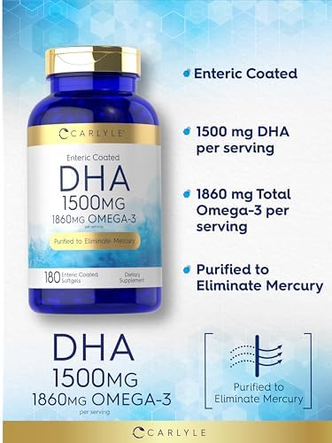 Suplemento de DHA Carlyle 1500mg | 180 Cápsulas Blandas | Suplemento de Omega-3 | Sin OGM, Libre de Gluten - imagen 4