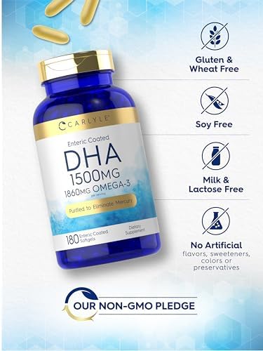 Suplemento de DHA Carlyle 1500mg | 180 Cápsulas Blandas | Suplemento de Omega-3 | Sin OGM, Libre de Gluten - imagen 5