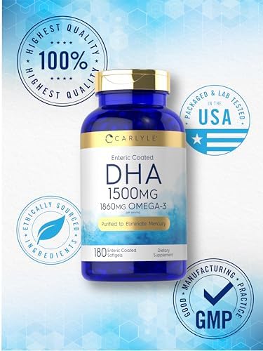 Suplemento de DHA Carlyle 1500mg | 180 Cápsulas Blandas | Suplemento de Omega-3 | Sin OGM, Libre de Gluten - imagen 6