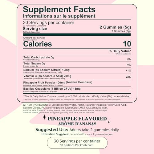 Gomitas Zenvorica de Piña para Mujeres pH - Equilibrio Femenino, Salud y Bienestar, Probióticos, Piña Hawaiana, Sin Gluten, Veganas (60 piezas - 30 - imagen 4