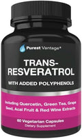 Suplemento de Resveratrol - Potente Fórmula de 1400mg con Trans Resveratrol, Quercetina, Semilla de Uva, Té Verde, Acai y Extracto de Vino Tinto - 60 - imagen 1