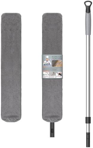Duster Flexible de Microfibra MR.SIGA para Limpiar Grietas, Mango Ajustable de Acero Inoxidable, Lavable, Color Gris - imagen 1