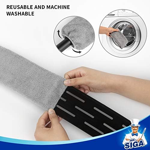 Duster Flexible de Microfibra MR.SIGA para Limpiar Grietas, Mango Ajustable de Acero Inoxidable, Lavable, Color Gris - imagen 3