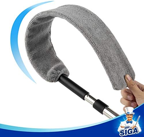 Duster Flexible de Microfibra MR.SIGA para Limpiar Grietas, Mango Ajustable de Acero Inoxidable, Lavable, Color Gris - imagen 5