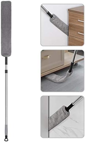 Duster Flexible de Microfibra MR.SIGA para Limpiar Grietas, Mango Ajustable de Acero Inoxidable, Lavable, Color Gris - imagen 6