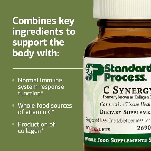 Suplemento C Synergy de Standard Process - Apoyo a la Salud del Tejido Conectivo - Basado en Alimentos Integrales - Vitamina C y Harina de Trigo - imagen 4