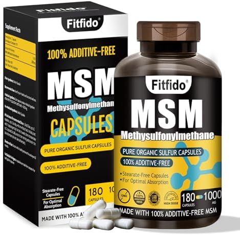 Cápsulas Fitfido MSM 1000mg – Azufre Orgánico 99.9% Puro para Articulaciones, Cabello, Piel y Uñas, Sin Estearatos, Sin Rellenos, Probado por - imagen 1