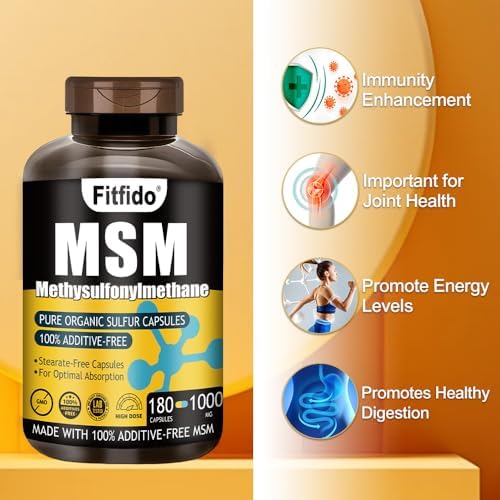 Cápsulas Fitfido MSM 1000mg – Azufre Orgánico 99.9% Puro para Articulaciones, Cabello, Piel y Uñas, Sin Estearatos, Sin Rellenos, Probado por - imagen 3