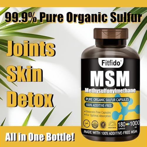 Cápsulas Fitfido MSM 1000mg – Azufre Orgánico 99.9% Puro para Articulaciones, Cabello, Piel y Uñas, Sin Estearatos, Sin Rellenos, Probado por - imagen 4