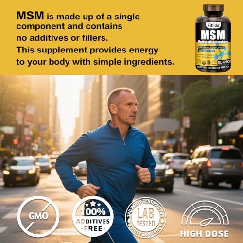 Cápsulas Fitfido MSM 1000mg – Azufre Orgánico 99.9% Puro para Articulaciones, Cabello, Piel y Uñas, Sin Estearatos, Sin Rellenos, Probado por - imagen 7