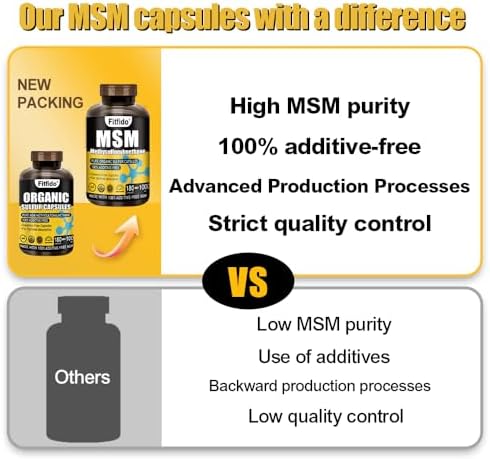 Cápsulas Fitfido MSM 1000mg – Azufre Orgánico 99.9% Puro para Articulaciones, Cabello, Piel y Uñas, Sin Estearatos, Sin Rellenos, Probado por - imagen 8