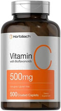 Horbäach Vitamina C 500mg | 500 Tabletas | con Bioflavonoides y Escaramujo | Suplemento Vegetariano, Sin OGM y Sin Gluten para Hombres y Mujeres - imagen 1