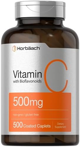 Horbäach Vitamina C 500mg | 500 Tabletas | con Bioflavonoides y Escaramujo | Suplemento Vegetariano, Sin OGM y Sin Gluten para Hombres y Mujeres - imagen 1