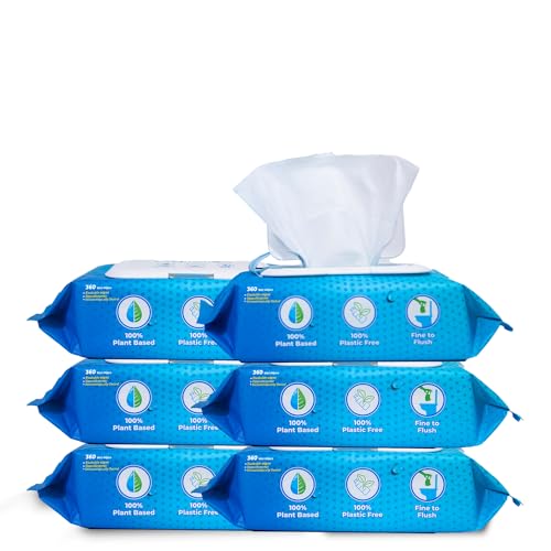 Toallitas Húmedas Desechables Waywewipe, Paquete de 6 - 60 Toallitas por Paquete (360 Total), Pañuelos XL para Adultos, Hipoalergénicas y 100% a Base - imagen 1