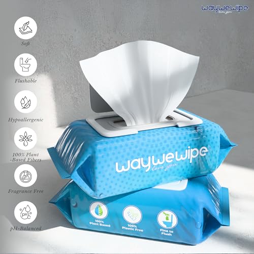 Toallitas Húmedas Desechables Waywewipe, Paquete de 6 - 60 Toallitas por Paquete (360 Total), Pañuelos XL para Adultos, Hipoalergénicas y 100% a Base - imagen 2